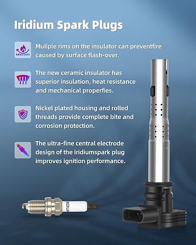 Miniatura 5 de ECCPP UF523 4 bobinas de encendido con 4 bujías de iridio A5 A6 Q3 RS4 RS5 TT UF575 3923