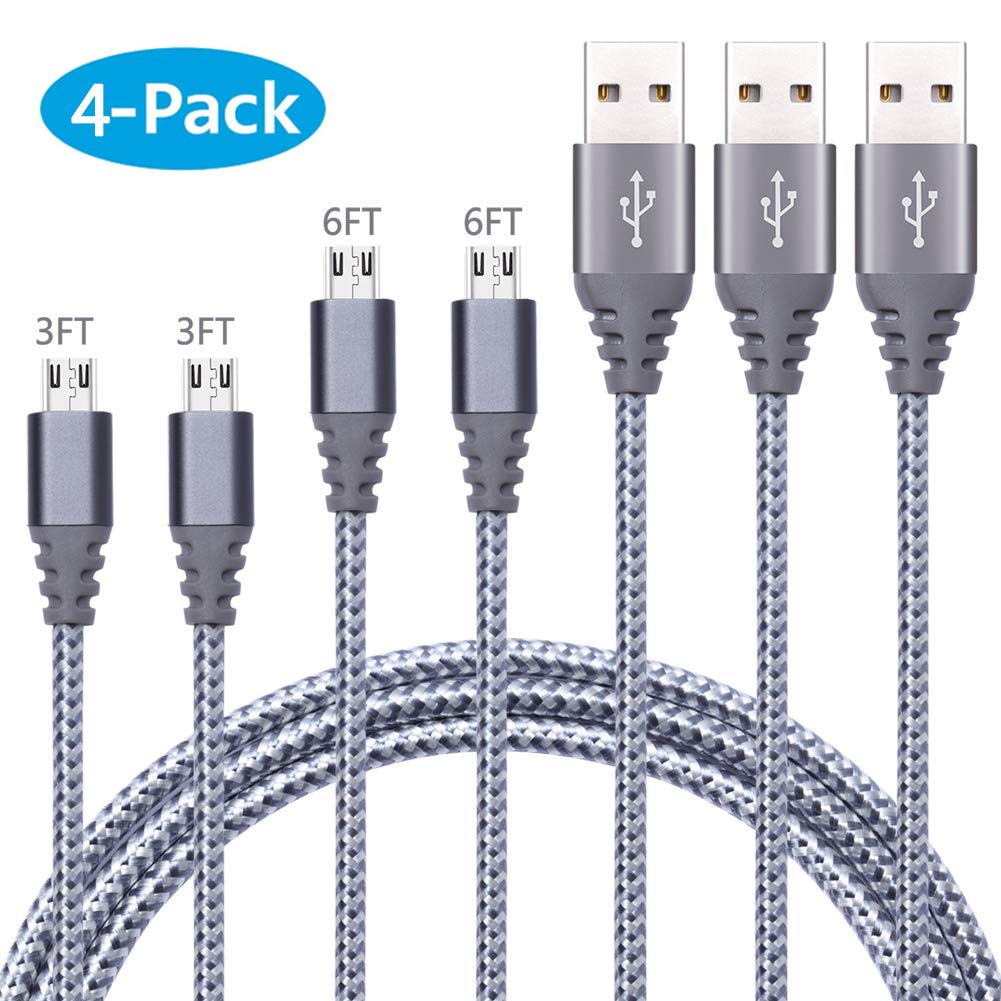 Bynccea Micro USB Cable 3FT 3FT 6FT 6FT Phone Charger Android Nylon Braided Android Charger Cables Fast Charging Compatible with Samsung Galaxy J8/J7/S7/S6/Edge,Note5,LG,Sony,Moto,Xbox,PS4