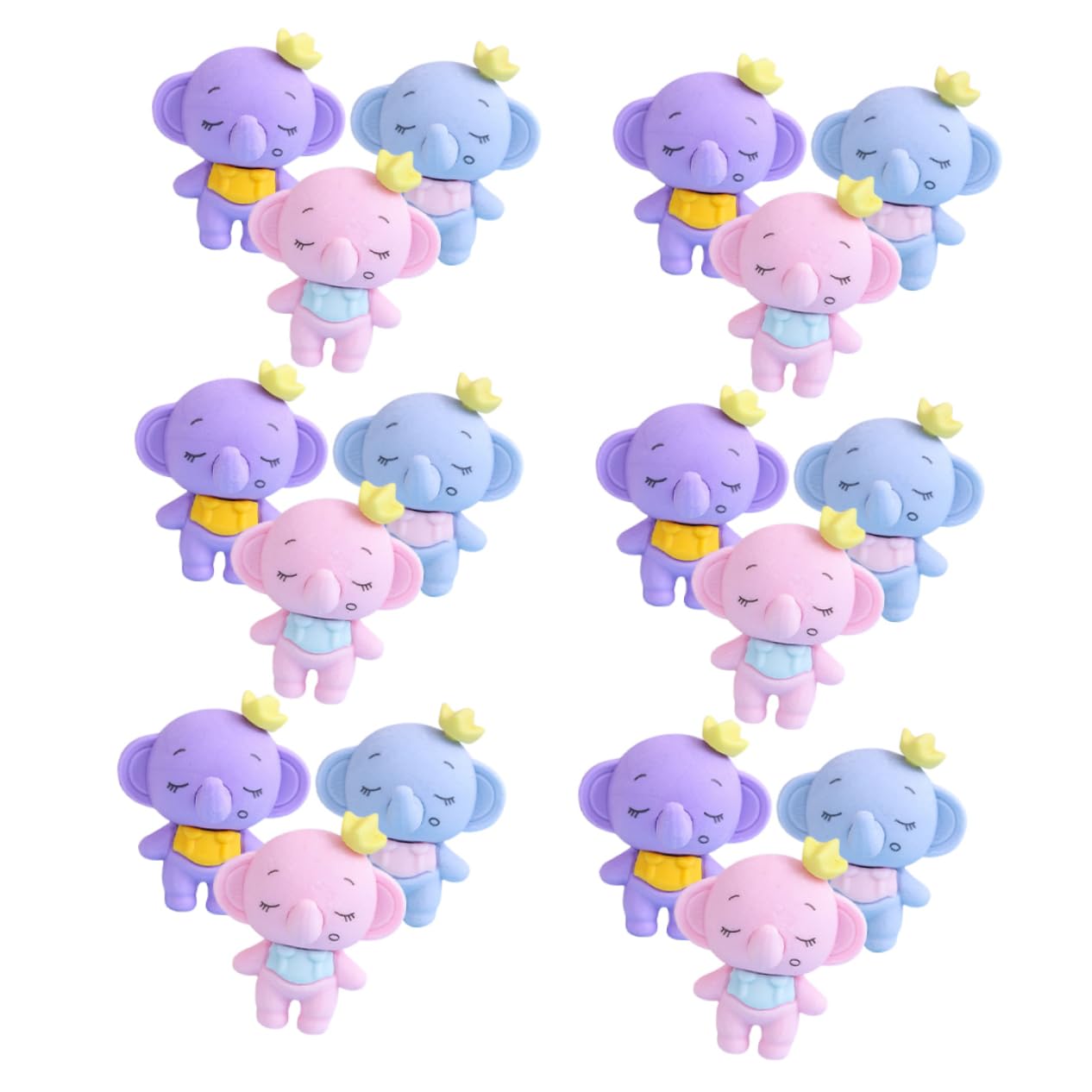 jojofuny 36pcs Cute Elephant Erasers Kawaii Puzzle Novelty for Boys and Girls Classroom School Supplies Rubbers Fun Animal Erasers Random Color