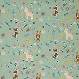 Preis pro Meter: 15,-€ Jersey Stoff Meterware ab 50cm Waldfreunde (dunkelmint meliert)