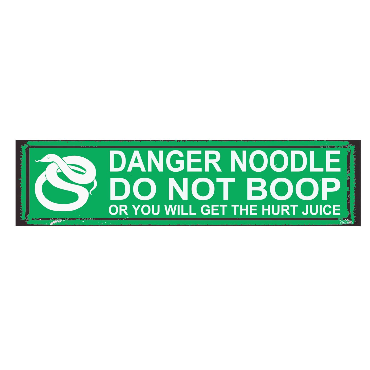 Danger Noodle Funny Snake Keeper Sign - "Do Not Boop or You Will Get the Hurt Juice" Humorous Reptile Wall Decor,4x16 Inch Rustic Metal Plaque