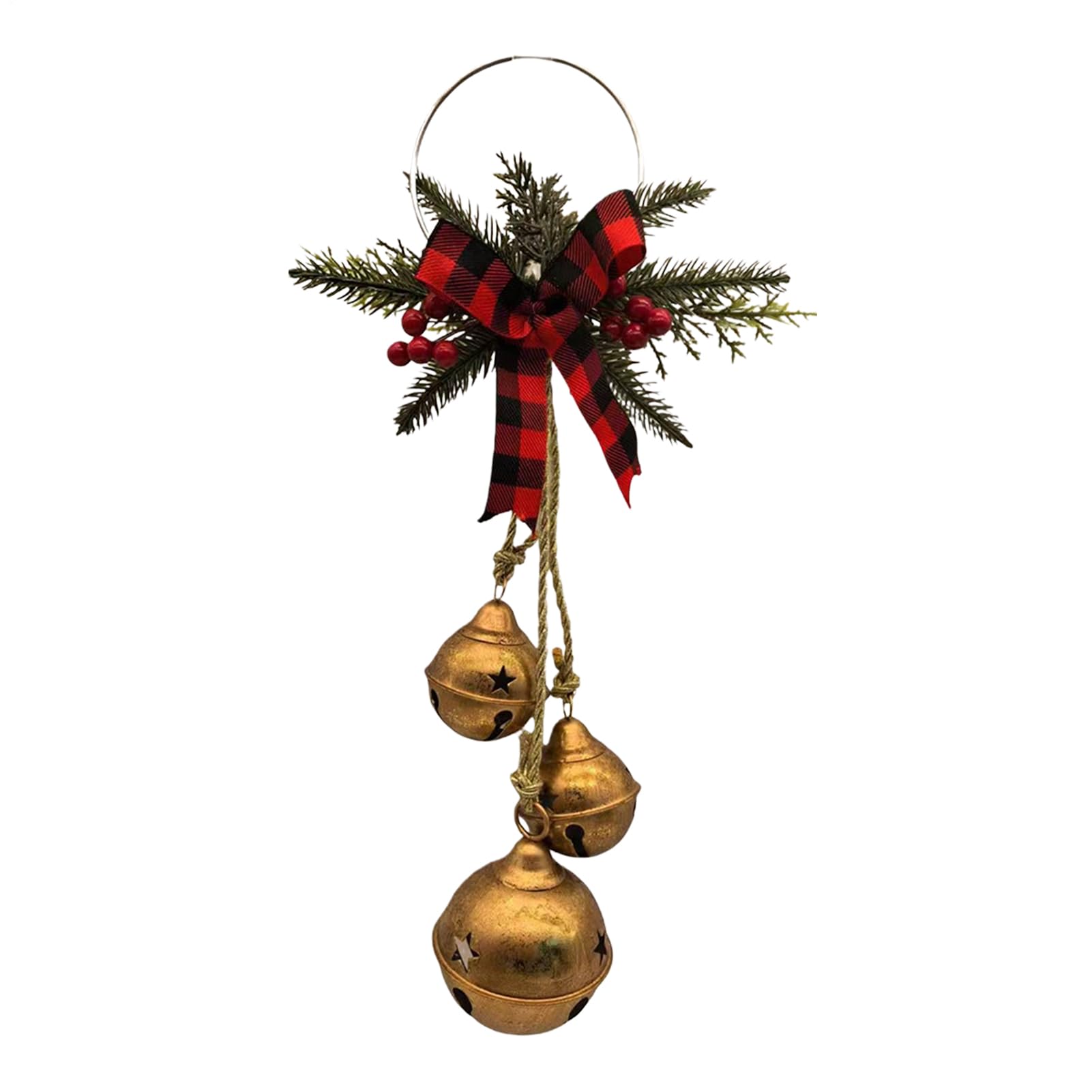 Cloche de Noël rustique suspendue pour une décoration de sapin et couronne festive