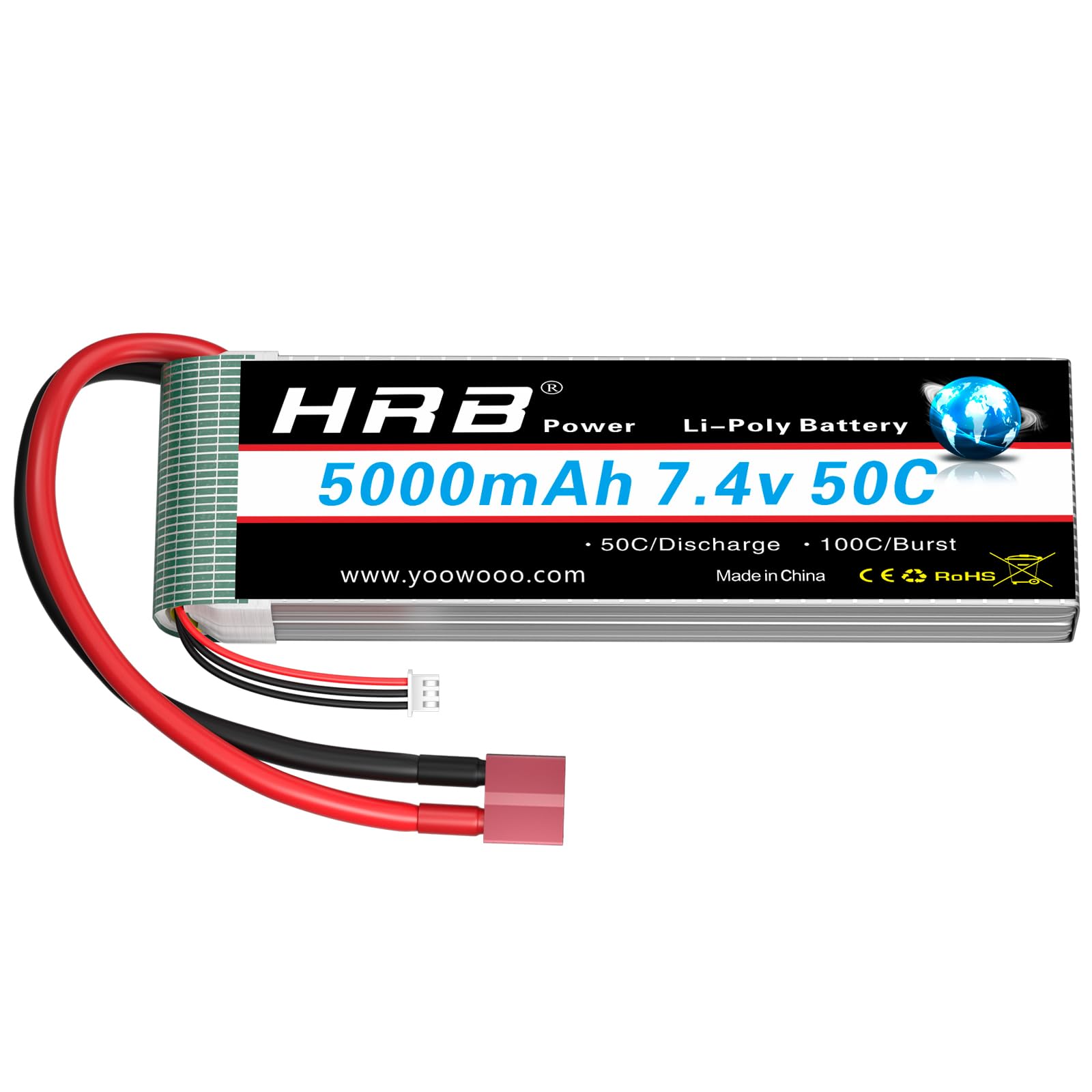Amazon.com: HRB 7.4V 5000mAh 50C 2S Lipo Battery Compatible with
