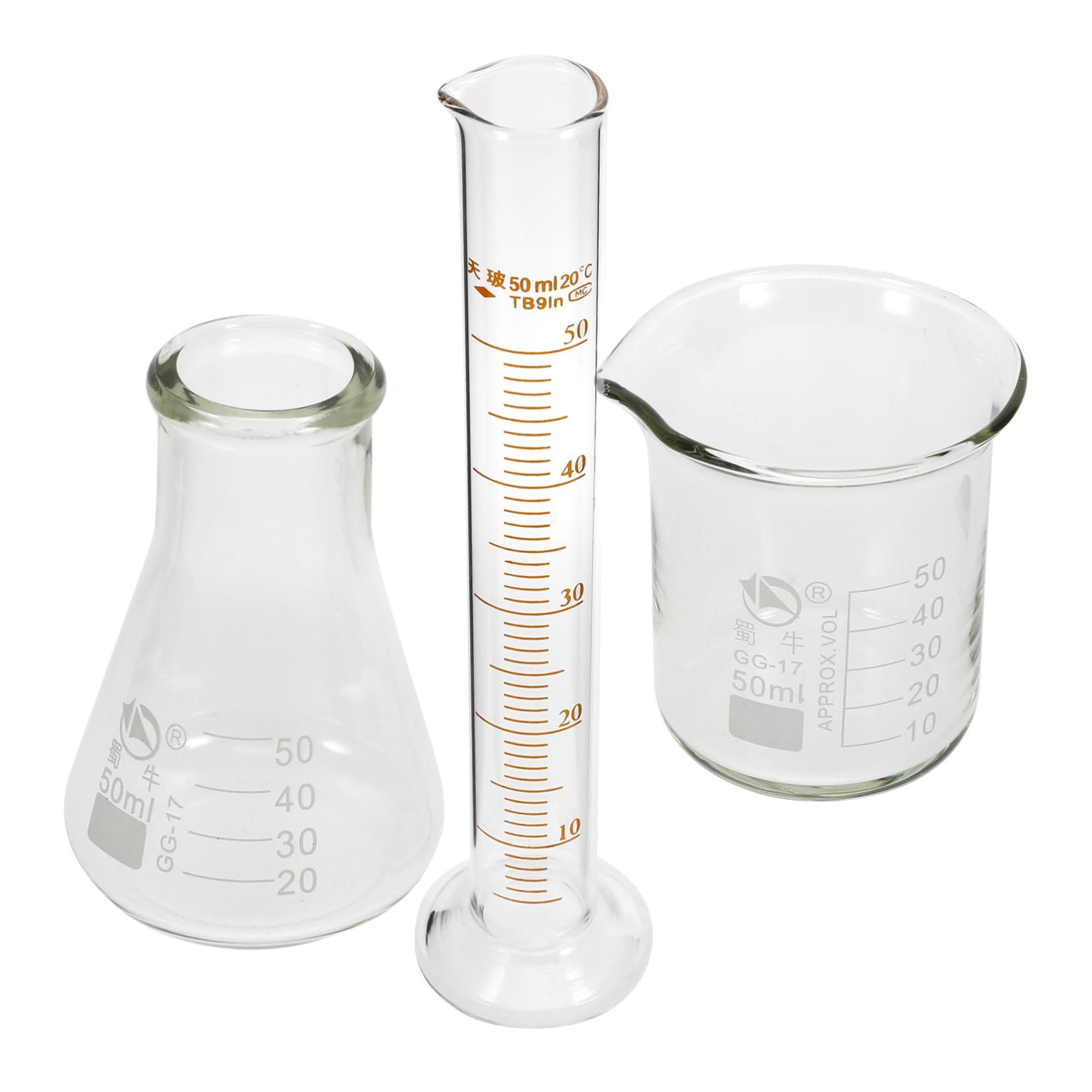 ROMISBABA 1 Set Glass Measuring Cylinder Scientific Beaker Conical Bottle Graduated Measuring Cup