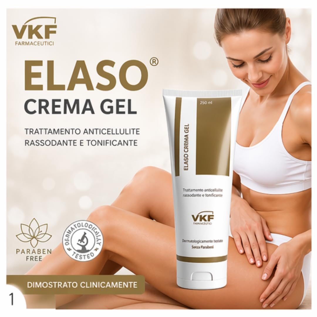 ELASO CREMA GEL 250 ml | TRATTAMENTO ANTICELLULITE RASSODANTE E TONIFICANTE | COADIUVA LA RIDUZIONE DEGLI INESTETISMI CUTANEI DERIVANTI DALLA CELLULITE E DALLE ADIPOSITA' SOTTOCUTANEE