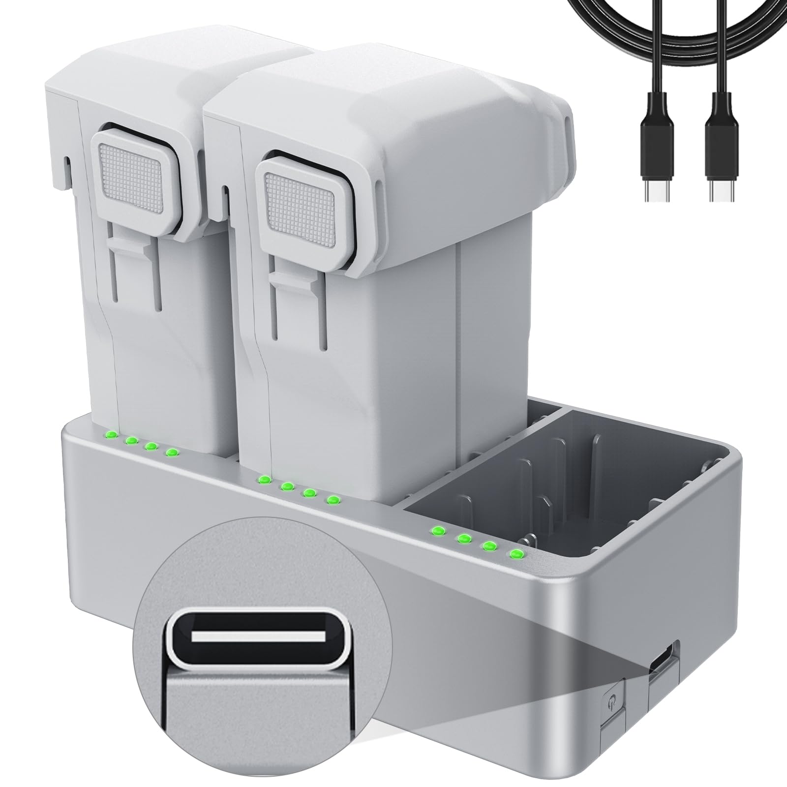 MVMOD mini 3 Pro Battery Plus 2 Pack and Two-Way Charging Hub, 3850mAh Replacement Battery Compatible with DJI Drone, 47 Mins Max Flight Time