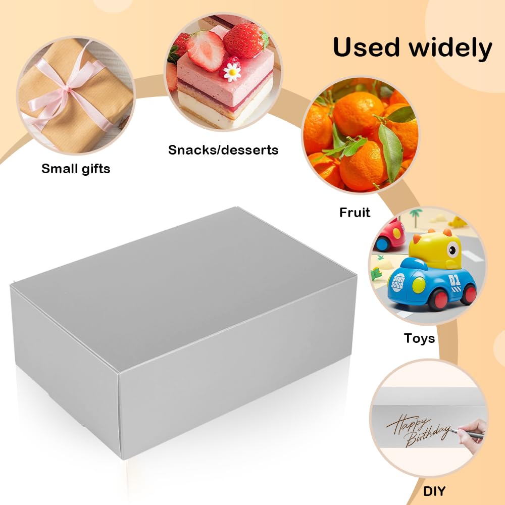 NEWSNOW 10 sztuk pudełek prezentowych, 23 x 15 x 7,6 cm, pudełka na oświadczyny dla druhny, pudełka na prezenty premium, prezent ślubny, święta, przyjęcie urodzinowe i Boże Narodzenie (srebrne)