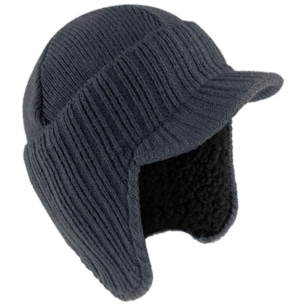 Rockjock Men's Airforce Knitted Peaked Winter Hat Cap Beanie With Fleece Lining