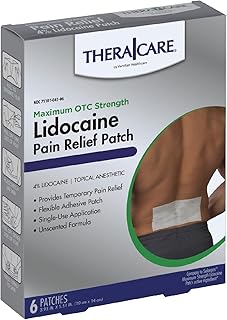 Thera|Care Maximum Strength OTC Pain Relief Patch | 4% Lidocaine Patch | 3.9” x 5.5” | 6-Count Box