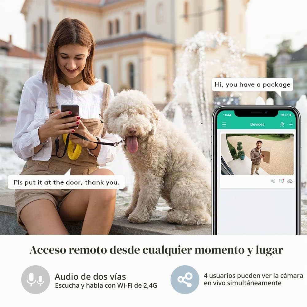 Ctronics 2.5K 4MP Camara Vigilancia WiFi Exterior Solar, Cámara con Batería | 10000mAh, Pan355° Tilt 95°, 30m de Visión Nocturna en Color, PIR de Detección de Personas, Audio Bidireccional, IP66