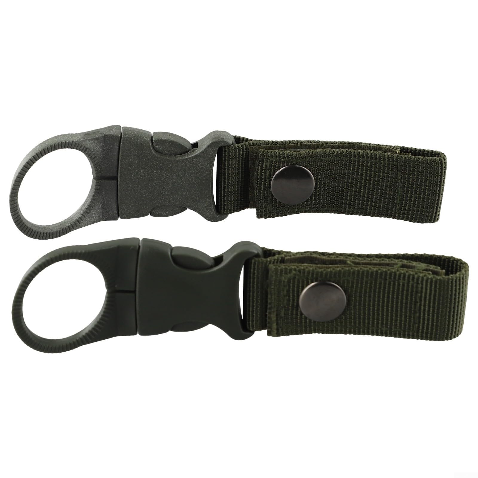 Compact Bottle Holding Clip Made of Toughened Nylon Webbing with Hook Buckle for Fit on Belts Packs and Outdoor Kits (Green)
