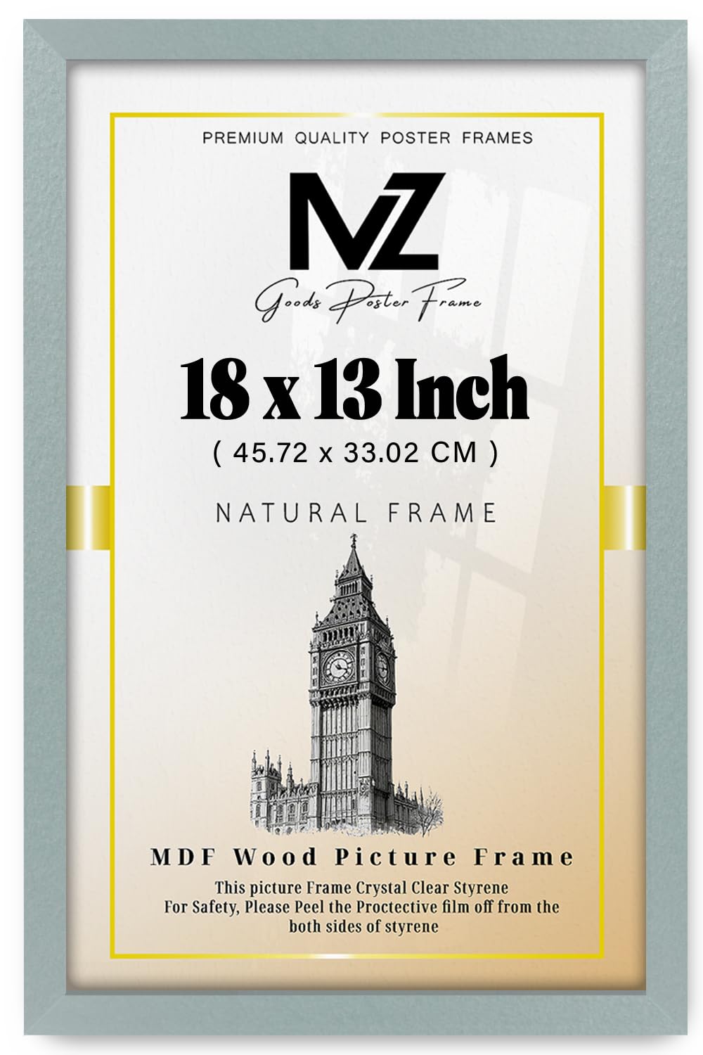 Mz Goods Silver | Mdf Picture Frame (45.72 X 33.02 Cm) 13 X18 For Posters, Artwork & Wall Décor, Elegant Mdf Finish, Secure Hanging Hooks Included [ ]