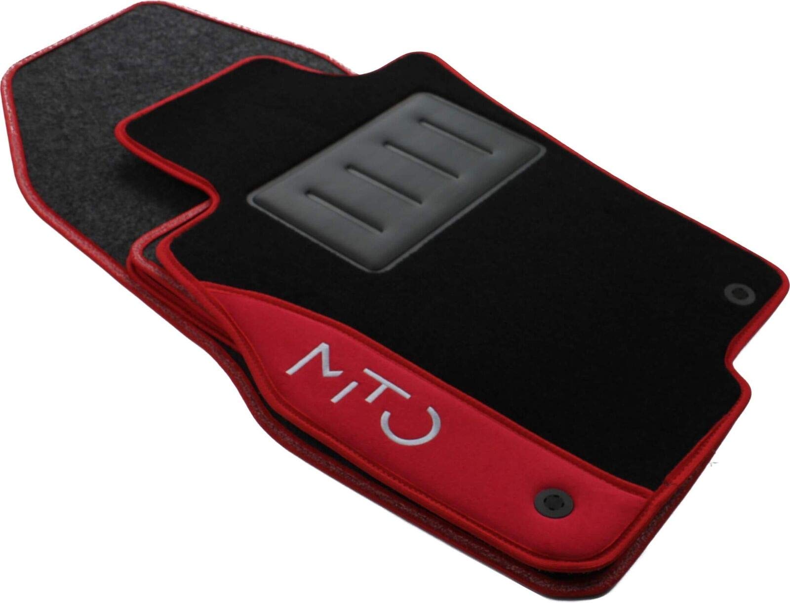 COLOR0000009R, Tappeti auto moquette antiscivolo, Su misura, 2 Ricami, Rosso