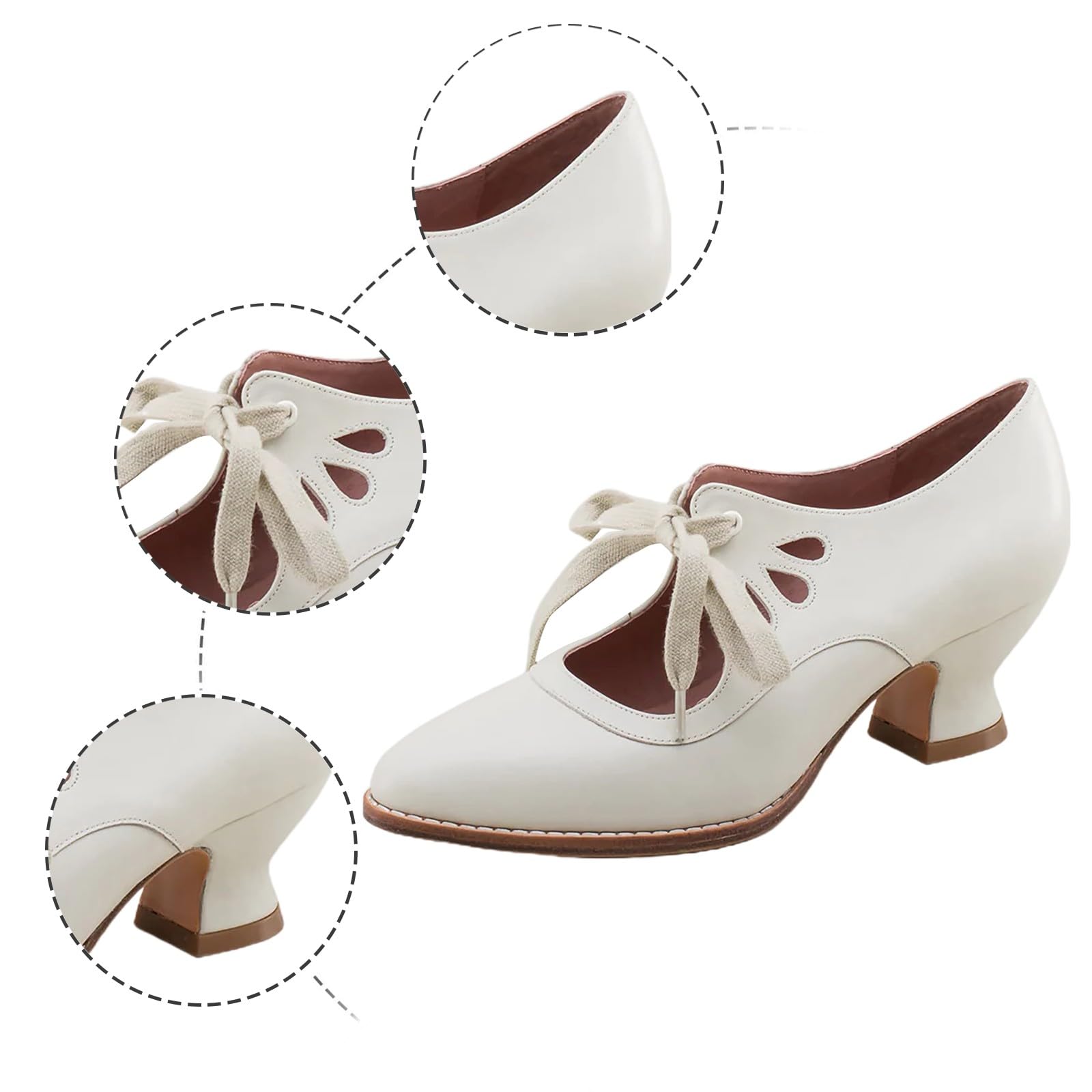 Générique Escarpins rétro Mary Jane pour femme - Style vintage - À lacets - Talon bas - Chaussures Derby - Grande taille