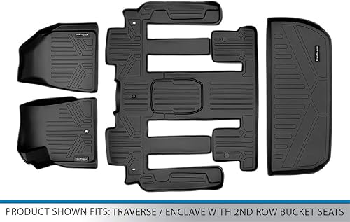 Miniatura 6 de MAXLINER Juego de 2 filas y forro de carga para detrás de la tercera fila de alfombrillas negras compatibles con Buick Enclave 2009-2017Chevrolet