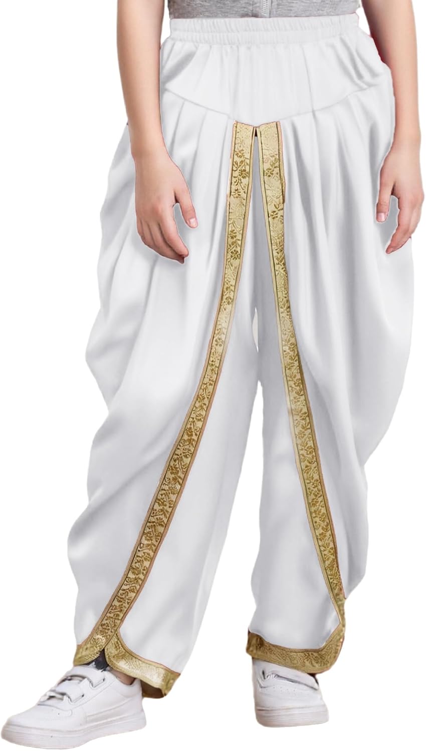 DINORMIN Kids Boys Traditional Indian Dhoti Pants 6-16 Years Draped Baggy Hippie Yoga Trousers Theme Party Costume