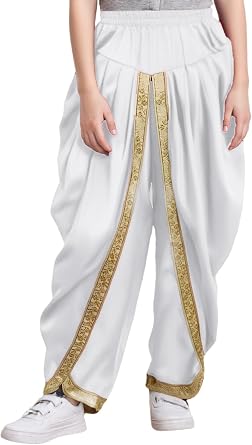 DINORMIN Kids Boys Traditional Indian Dhoti Pants 6-16 Years Draped Baggy Hippie Yoga Trousers Theme Party Costume