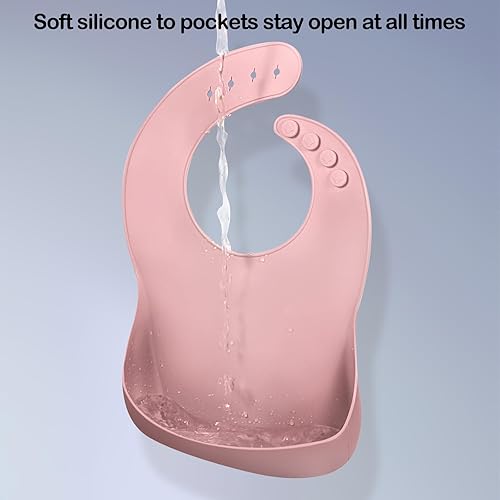 Miniatura 5 de Silicone Bibs for Babies Toddler Set of 3, BPA Free, Soft Adjustable Waterproof Bibs for Feeding Essentials