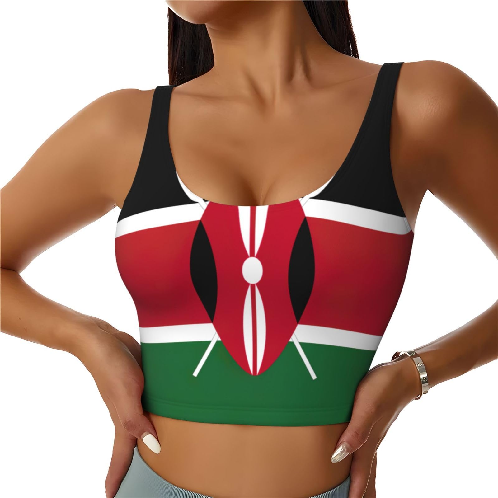 Gilet de sport confortable avec imprimé drapeau du Kenya pour femme, gilet de yoga, entraînement, gilet d'été léger