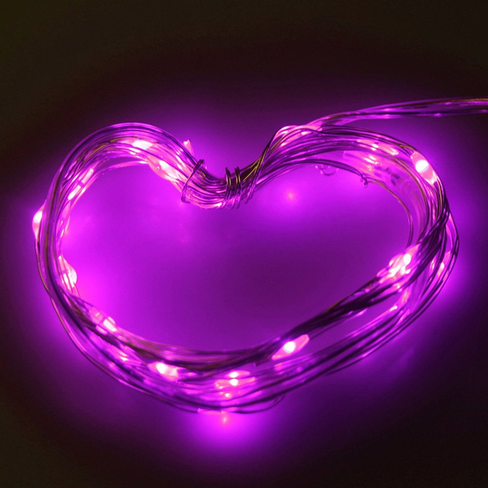 ANJAYLIA Guirnalda de luces rosadas, 3 m, 30 ledes, luz brillante, para fiestas, hogar, festivales, decoración, funciona con pilas