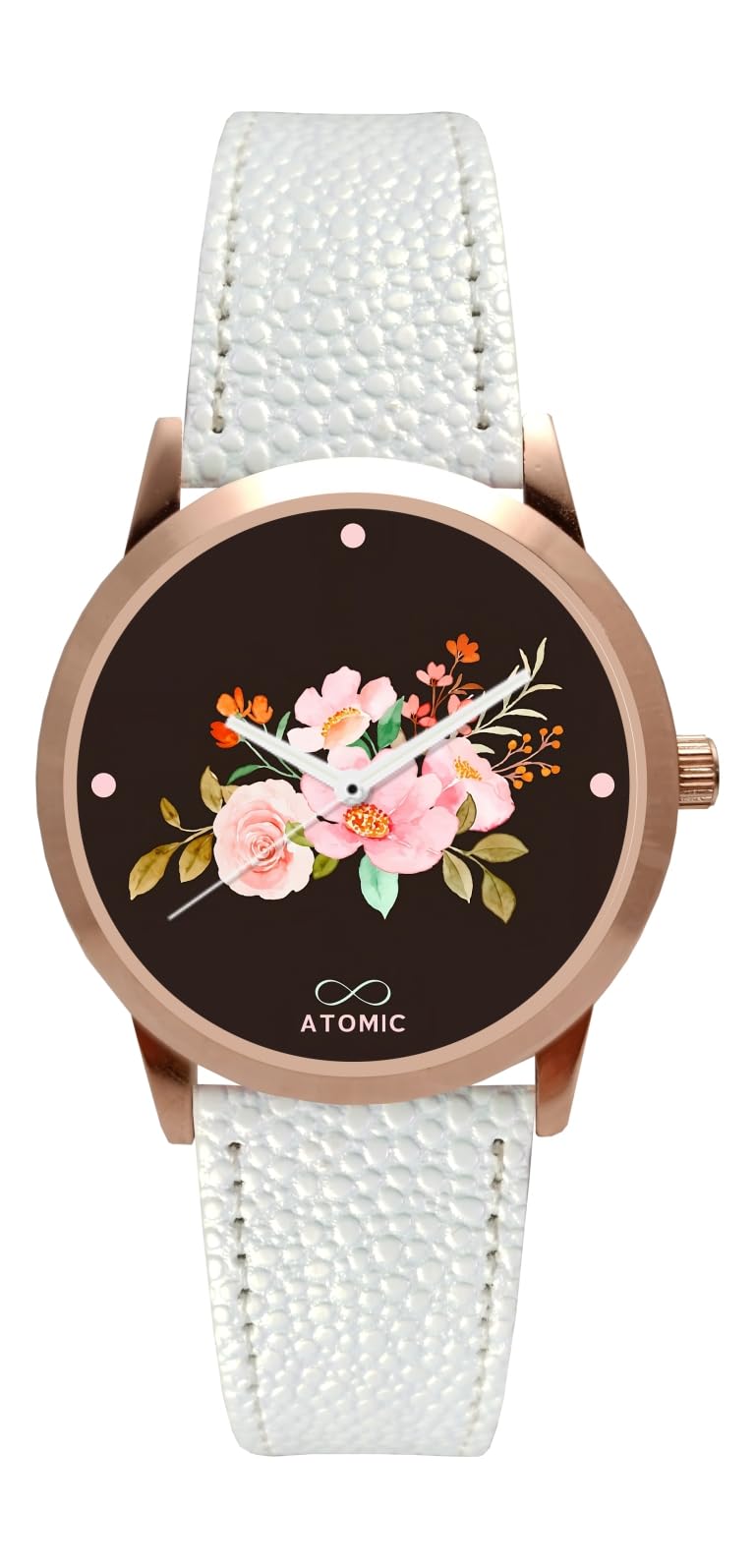Atomic Rosegold Jaipuri Print dial Analog Watch for Girls & Women | with Stylish White Strap | S-23-picture-46