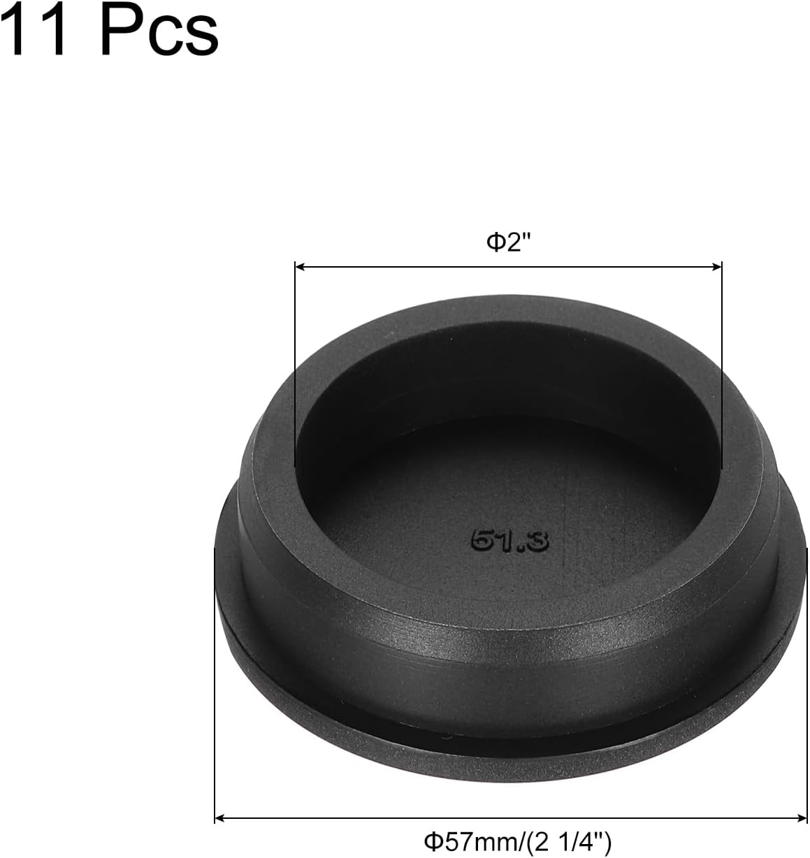 MECCANIXITY 11pcs T-Shaped Silicone Plugs 51.3mm 2 Inch Dia Snap in Plug Hole Seal Cover Round Rubber Stopper for Kitchen Rubber Bulkheads Waterproof Sealing Plugs Black