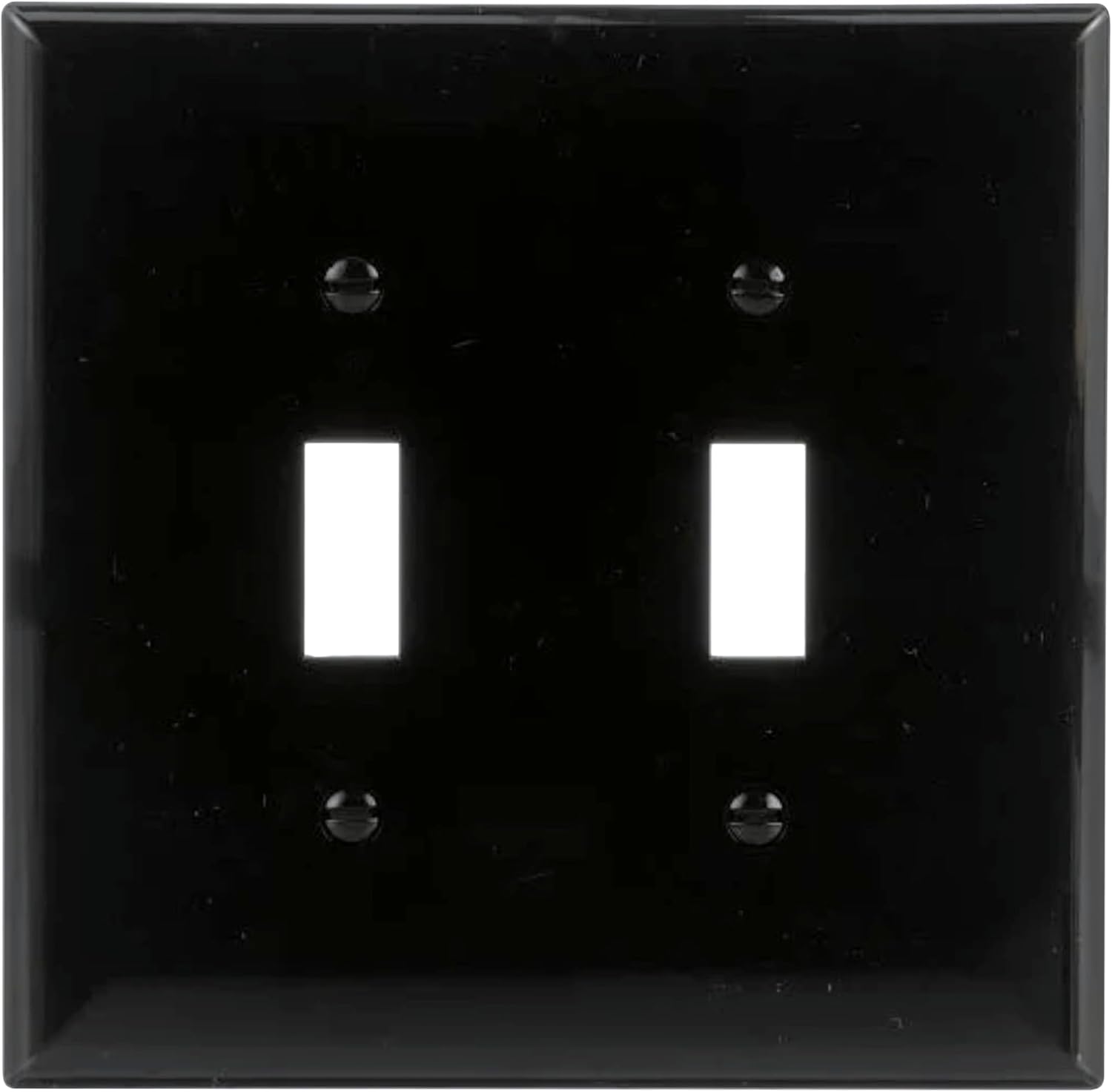 Eaton PJS2BK-SP-L Polycarbonate 2-Gang Screwless Toggle Switch Mid Size Wall Plate, Black