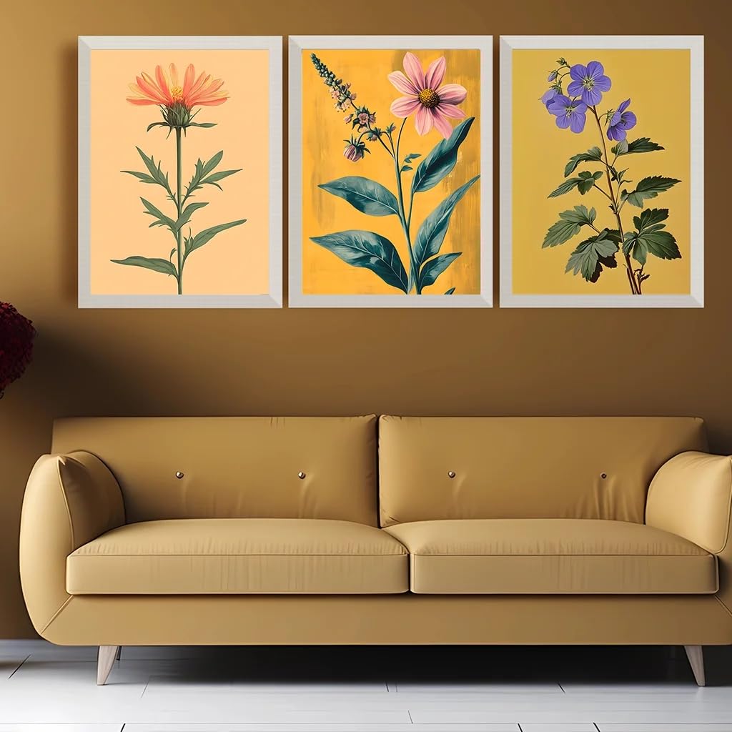 LTjiajuypd Vintage Floral Wall Art, Western Botanical Canvas Painting, Boho plant Poster Print for Bedroom Living Room Wall Decor(30x50cm-3Pcs)