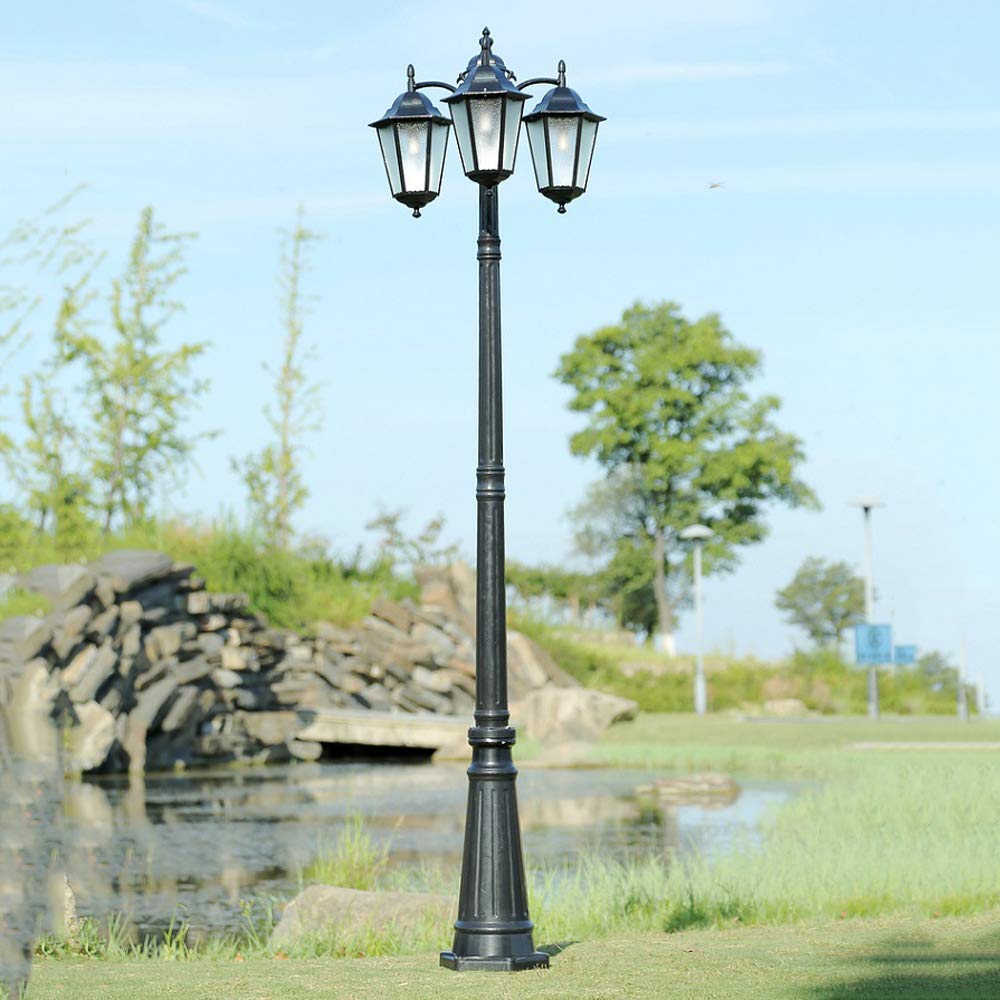 Zewnętrzna latarnia, lampa uliczna, wodoodporna lampa słupowa E27 z akrylowym abażurem, 3 głowice wiktoriańskie szklane latarnie na dziedzińcu Słupy lampowe Oświetlenie zewnętrzne Vintage Post Column
