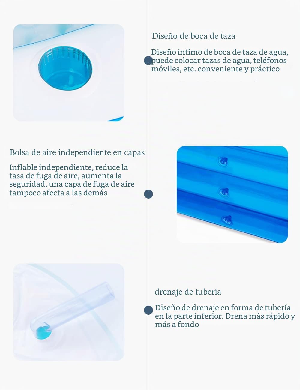 Piscina inflable, bañera plegable inflable para adultos, piscina infantil para balcón, jardín, piscina rectangular con gran respaldo trasero asiento y soporte para