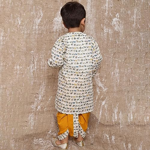 Image of AJ DEZINES Kids Ethnic Wear Pure Cotton Dhoti Kurta Set For Boys