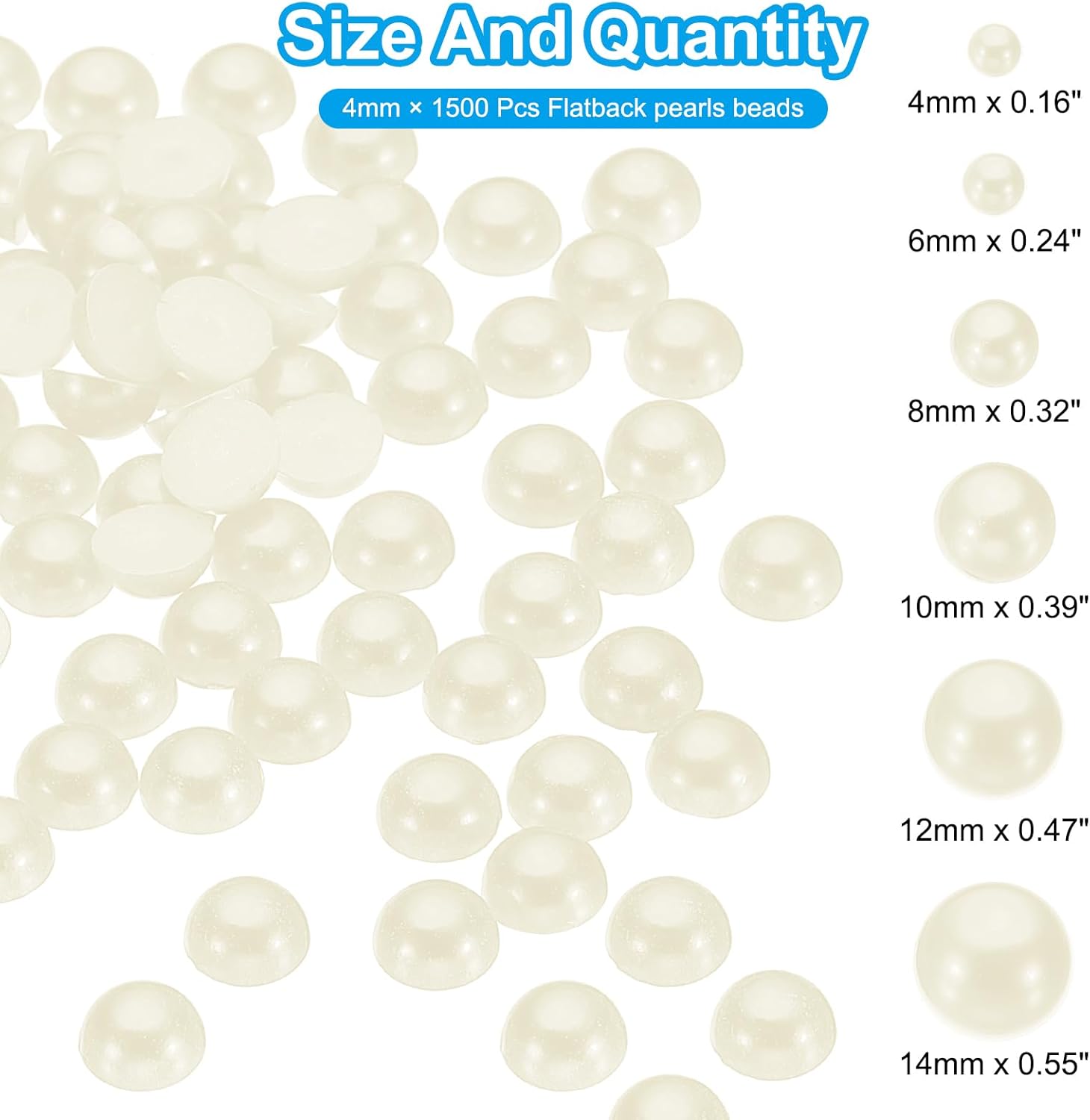 PATIKIL 1500Pcs Flatback Pearls Beads for Crafting, 4mm Half Round Resin Beads Flatback Pearls for Nail Charms Handmade Phone Case Embellishment Rhinestones, Beige - Image 2