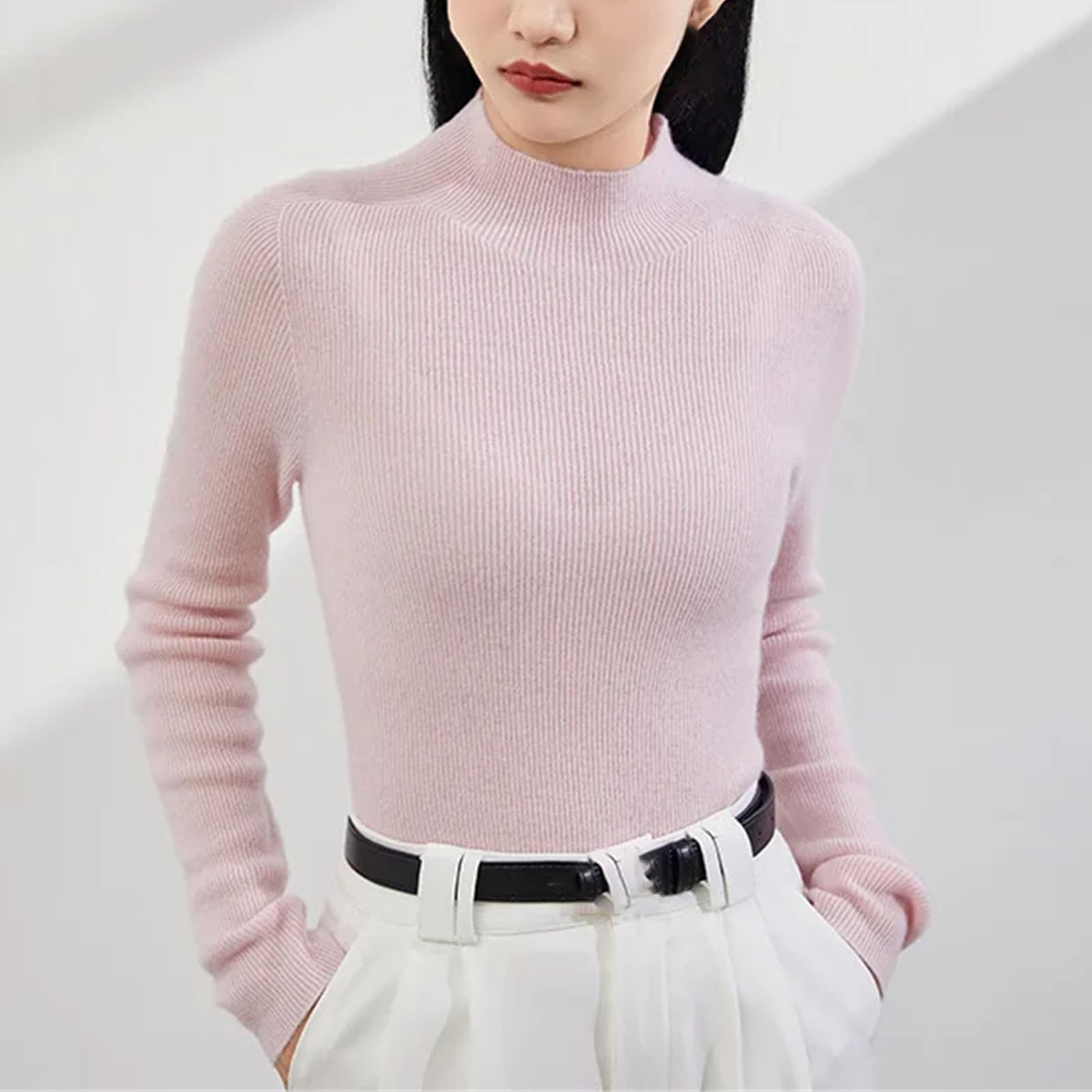 Maglione da donna a collo alto in cashmere slim all-match maglia fondello camicia