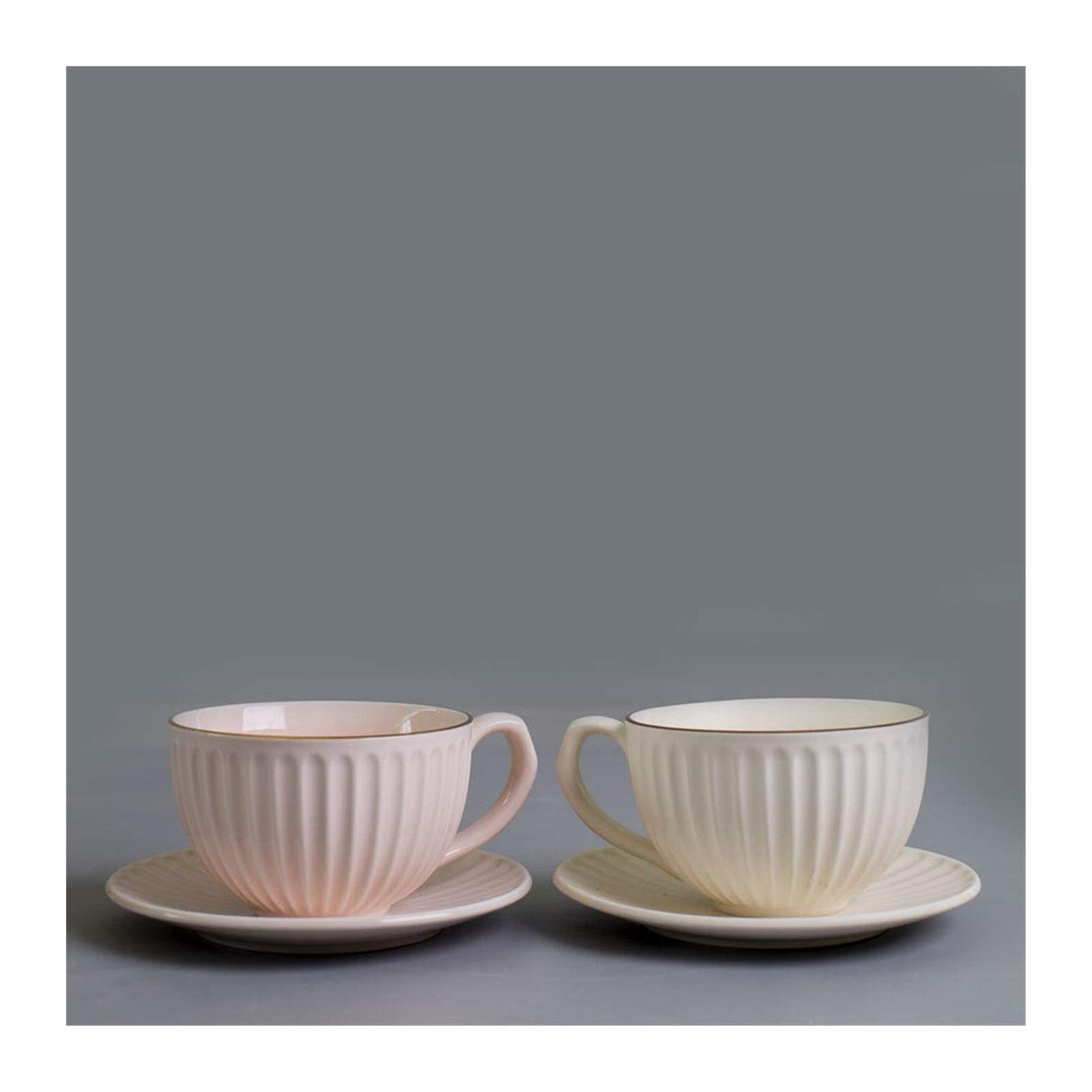 Duże ceramiczne kubki do kawy, Zestaw porcelanowych filiżanek do herbaty i kawy z uchwytem spodkiem(Cup 2)