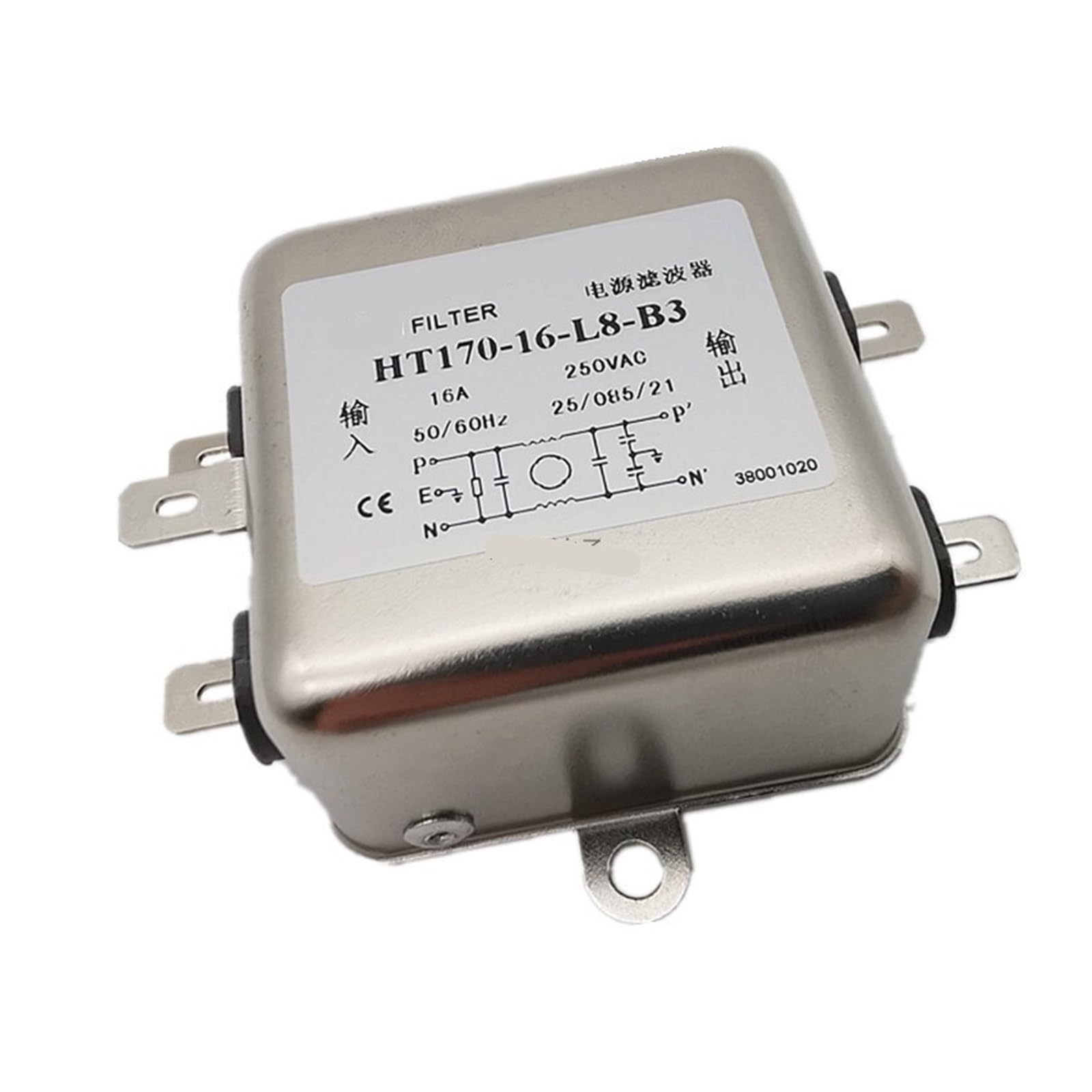 Filtro de potencia monofásico HT170 para proteger maquinaria industrial de 16A