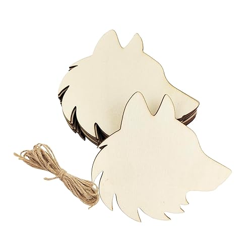 30 Pack 4 Inch Wood Wolf Head Cutouts Unfinished Wood