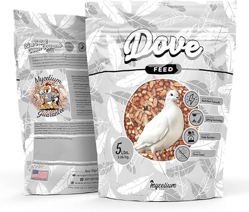 Mycelium Organic Dove Feed (5 LB Bag) | Balanced Wild Bird Food for Doves, Pigeons & Ground-Feeding Birds | High-Energy Formula | Non-GMO, Clean & Debris-Free | Made in USA(Feed,1 Count (Pack of 1))