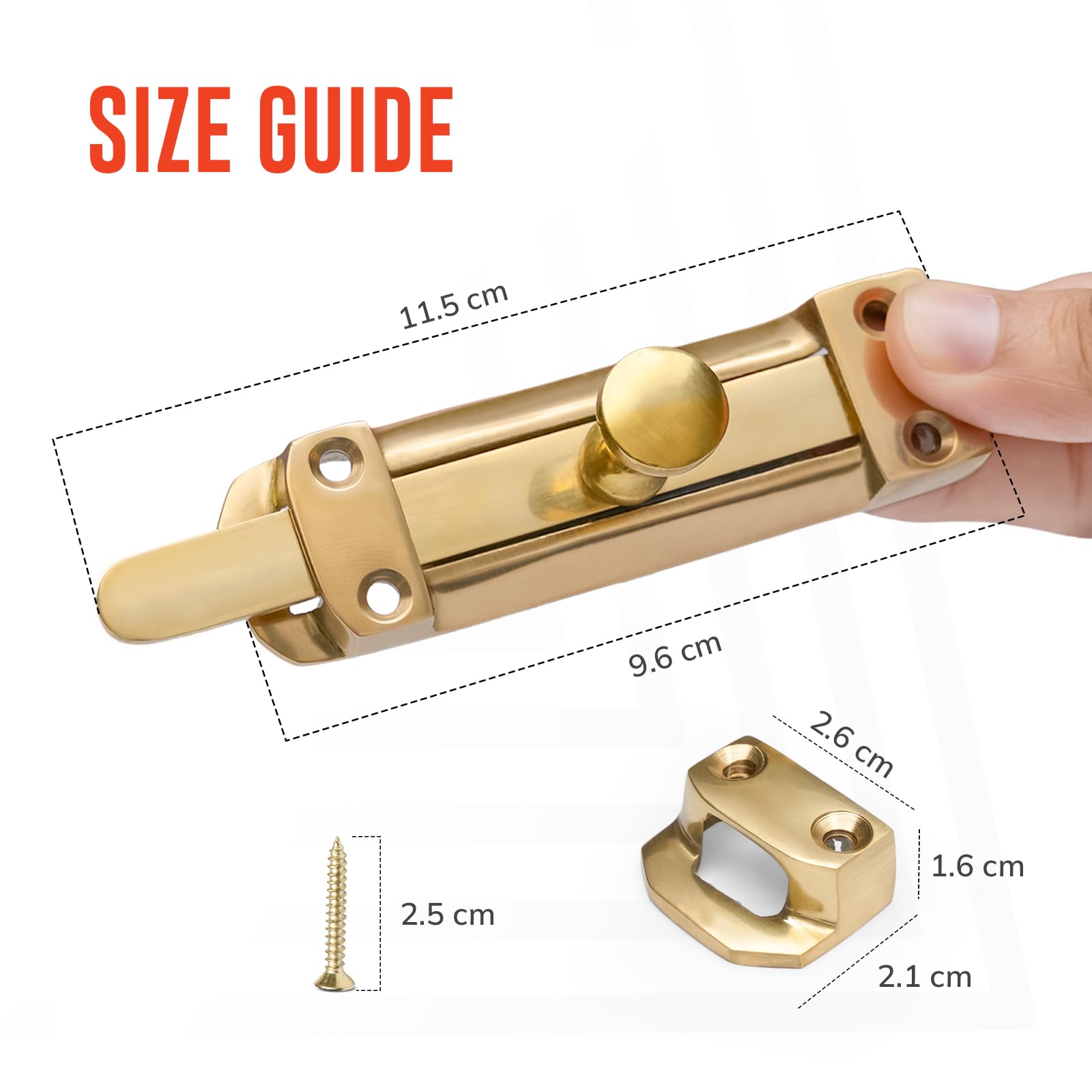 ZAVIA Brass Door Bolt Lock (Pack of 2), 4" / 100mm - Image 2