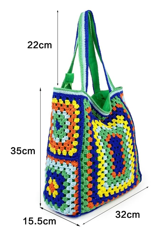 Bolsos de punto para mujer, bolso de ganchillo colorido para verano, bolso hobo de gran tamaño, bolso tejido con asa superior