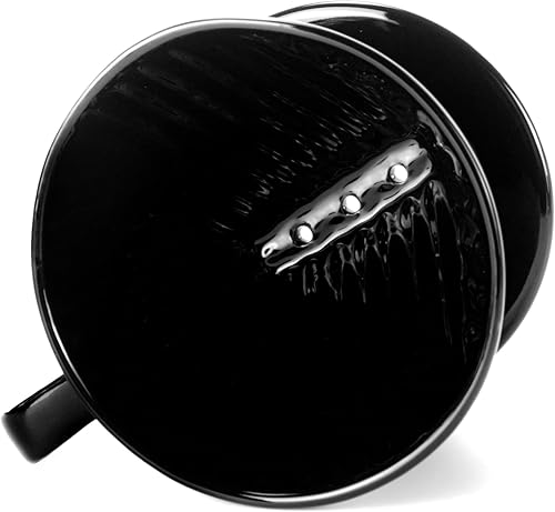 Vista 3 de Pour Over Ceramic - Cafetera de cerámica con 3 agujeros de fondo plano, cono de filtro lento de porcelana para viajes, campamento, oficina, hogar