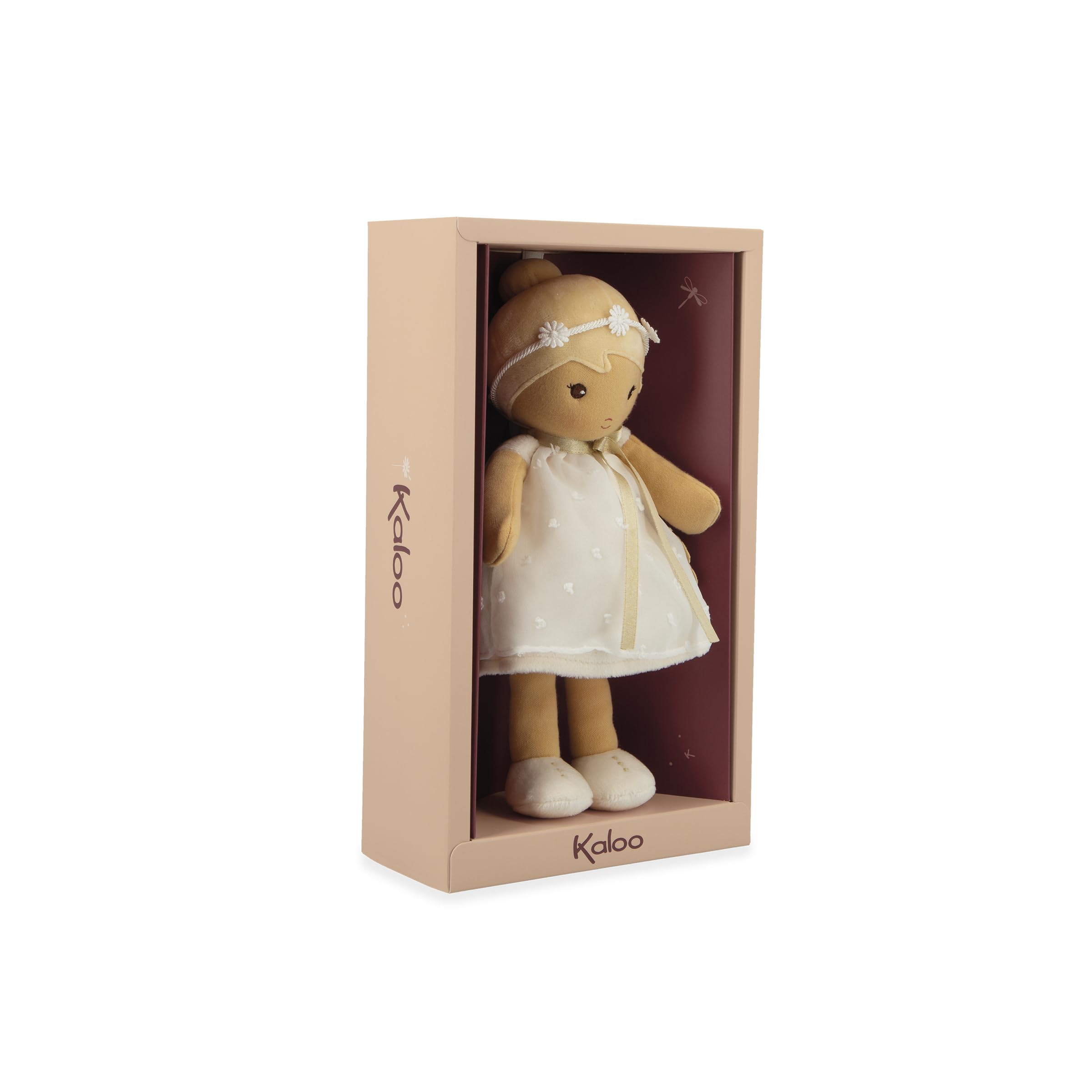 Kaloo - Tendresse - Ma 1ère Poupée en Tissu Daphné - Poupée de Chiffon 25 cm - Robe en Organza à Pois - Jolie Boite Cadeau - Ruban Personnalisable - Dès la Naissance, K200021