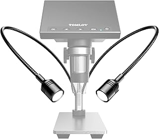 Digital Microscope Gooseneck LED Fill Lights GL05, 6-Watt Aluminum Auxiliary Spotlights with Dimmable Switch GL05, Brightness Adjustable, Compatible with All LCD Microscopes