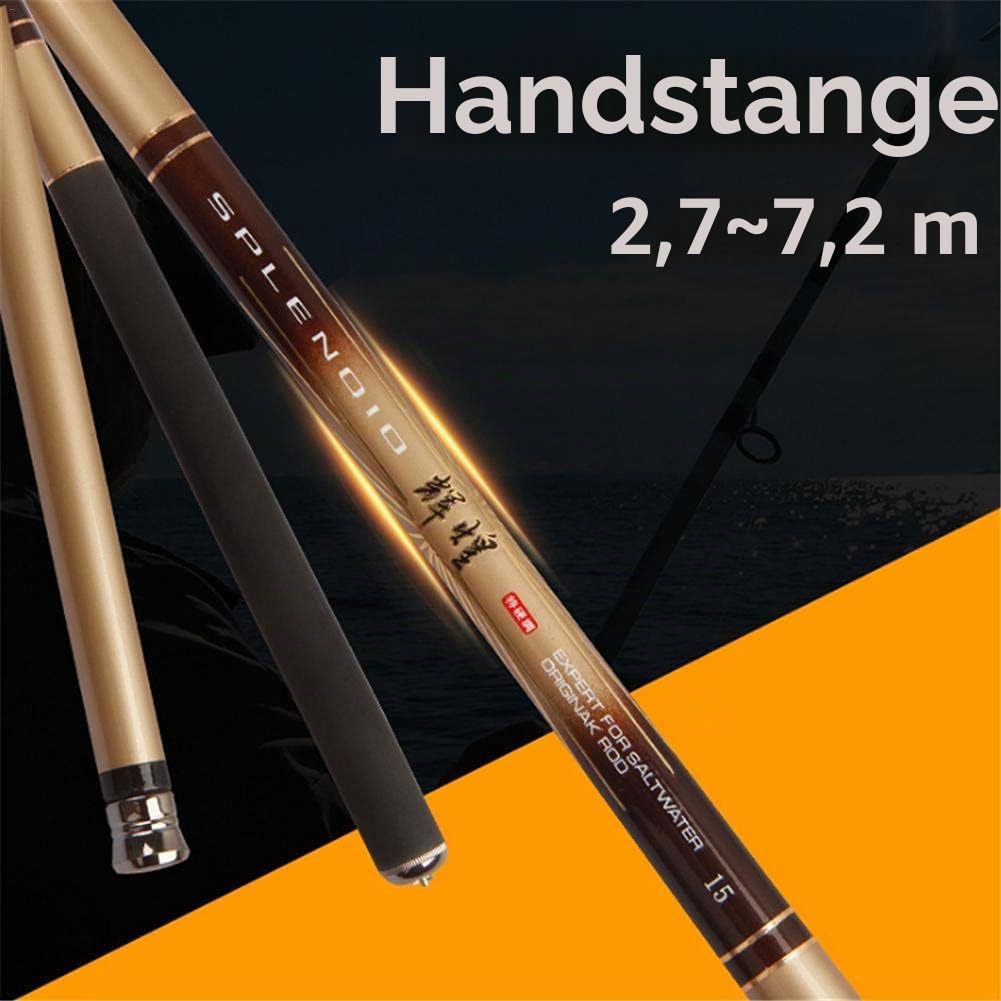 Stipprute 3.6-7,2 m Stream Angelrute Kohlefaser-Teleskop-Angelpol ultralicht Ultra-feine Fischerei-Hand-Pole komfortabel rutschfest Angelrute (Length : 6.3M)