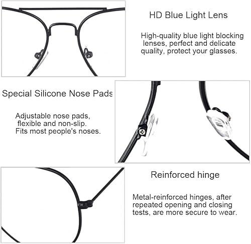 Miniatura 10 de Junsika Gafas redondas de luz azul para mujeres y hombres gafas de juegos de computadora lentes transparentes con marco de metal