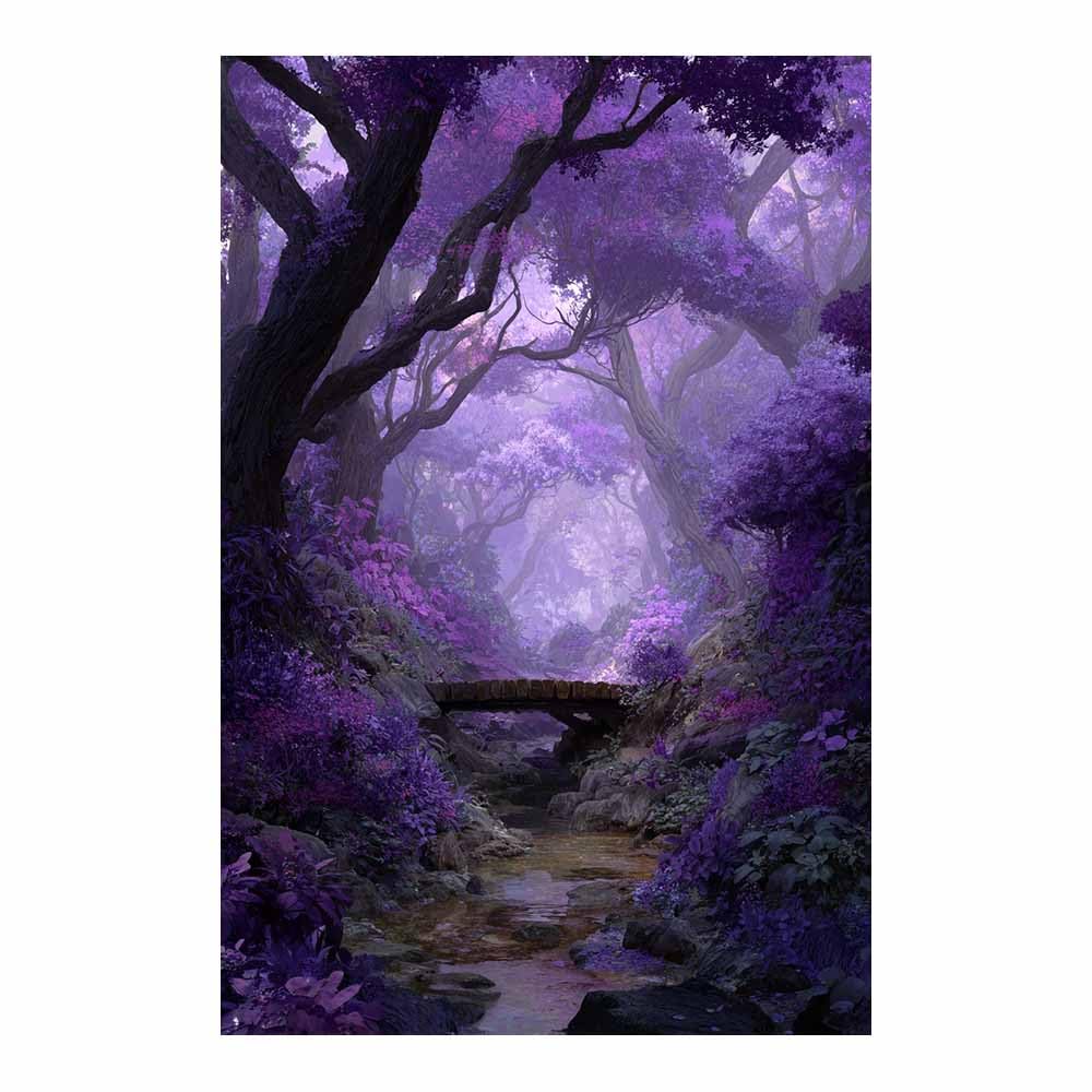 HOQIU Natural scenery wall art Enchanted Purple Forests decorative painting, wall art, for Living Room Bathroom Bedroom Kitchen Decoration.(Multicolor)-80x120cm Unframed