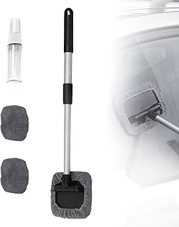 Windshield Window Cleaner Tool, Magnetic Car Window Cleaner Tool,180° Expandable Cleaner Tool with Microfiber Pads and Spray Bottles, Cleaning Supplies for Auto Glass Home (1 Set)