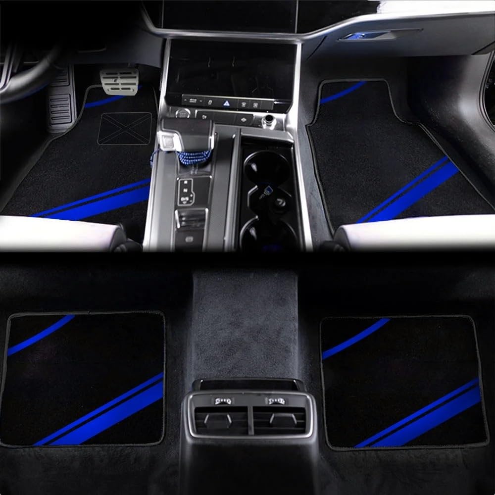 Generico Set tappetini Auto Tappetini per Auto Tappeto Universale Set Completo Accessori Tapis De sol Voiture Alfombrillas para Autos Rilievi del Piede dell'automobile Tappeto tappetti Auto(Blue 2)