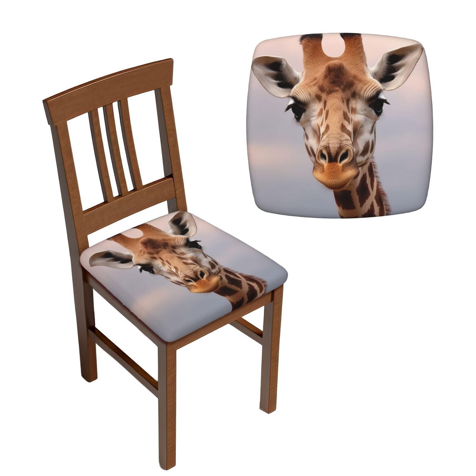 NONHAI 6PCS Dining Chair Seat Covers Set Cute Giraffe Stretch Removable Chairs Covers Washable Seat Cushion Slipcovers Protector for Dining Room Kitchen Chairs