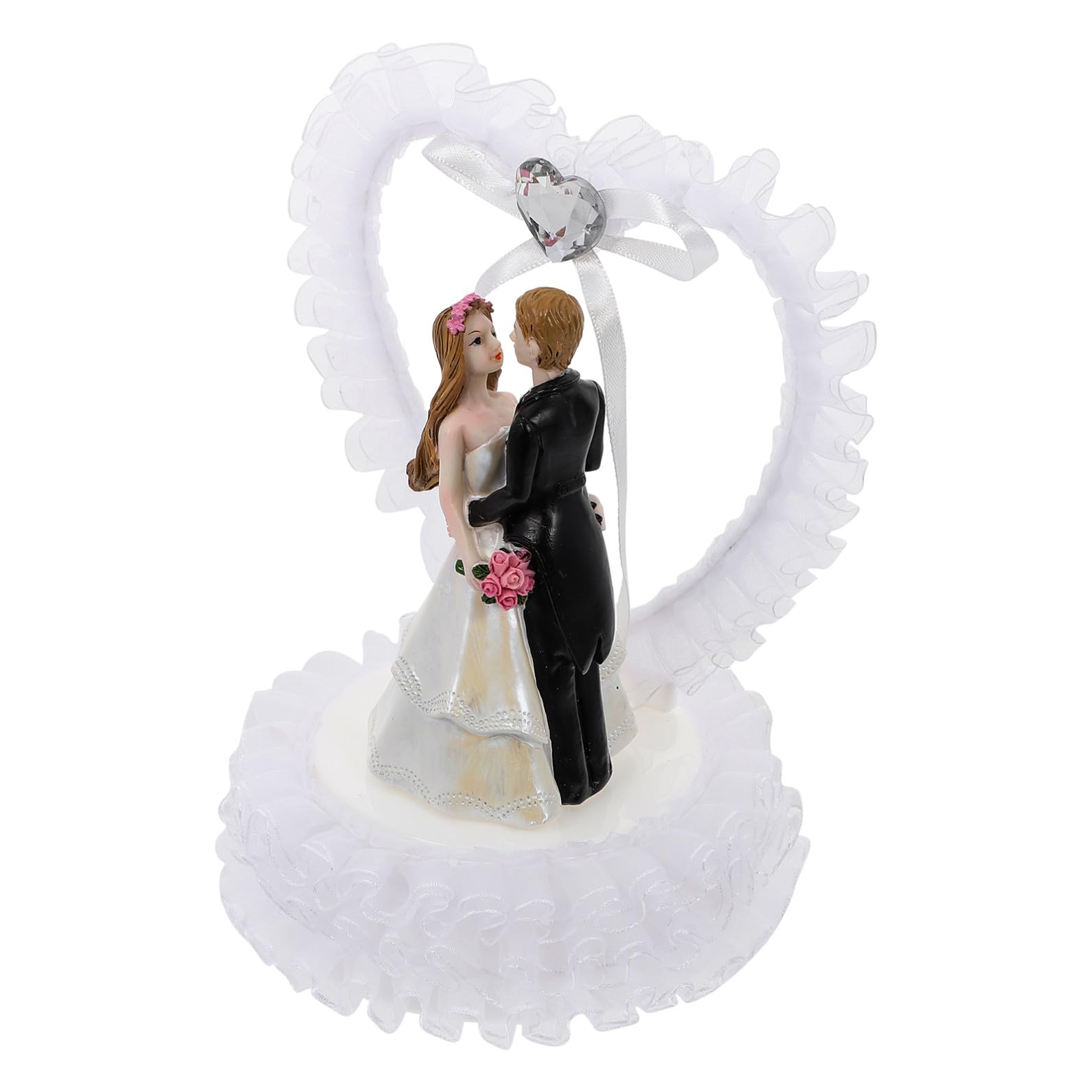 ABOOFAN 2 STK Schmuck für Braut und Bräutigam Kostüm Brautpaar Puppe Brautgeschenke Kuchen Figuren hochzeitsfigur hochzeitsdekoration Hochzeitspaar schmücken Valentinstag Harz Weiß