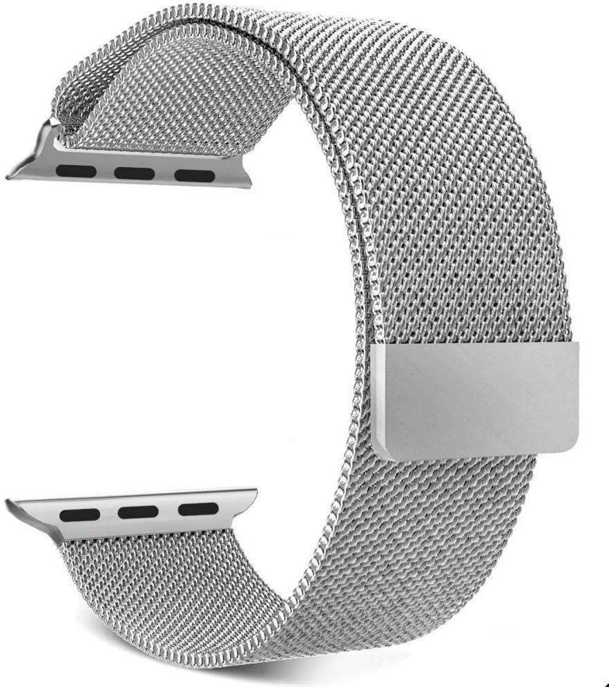 Stainless Steel Magnetic Absorption Strap Metal Mesh Quick Release Wristband Compatible for i-Watch Series 7 (41mm) | 6 | SE | 5 | 4 (40mm) | 3 | 2 | 1 (38mm) (38mm/40mm/41mm, Silver)-image-26